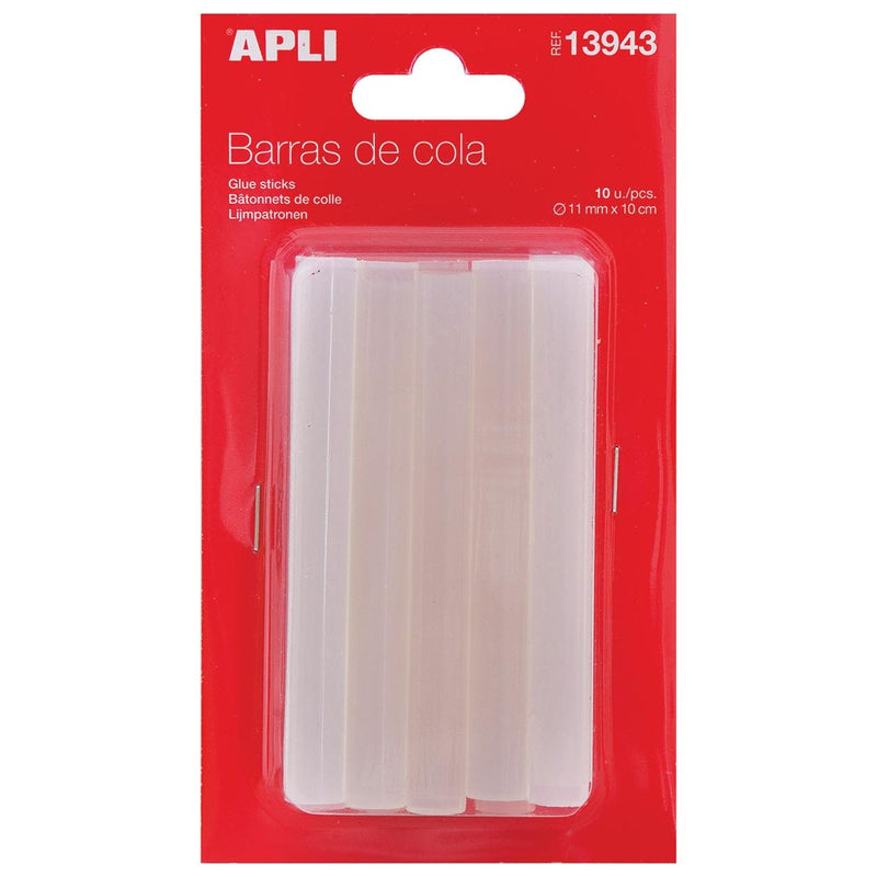 Apli - Transparente Klebestifte 11 mm, Blister mit 10 Stück