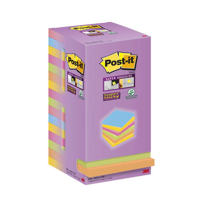 Post-it - Notizblock super klebrig 654 76x76mm Farbe | 550 Stück