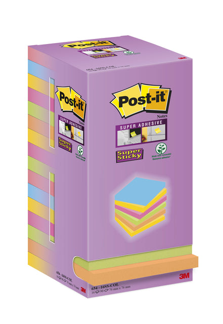 Memoblok 3m post-it 654 76x76mm Farbnoten | 10 Stück