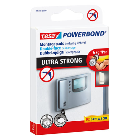 Tesa - Montagepad ® Powerbond Ultra Strong doppelseitig 2x6cm 9 Stück