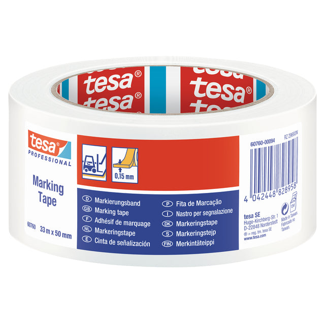 Markierungsband Tesa 60760 PVC 50 mmx33m Weiß | 6 Stück