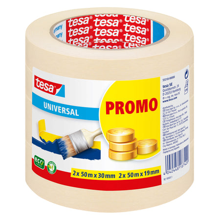 Tesa - Afplake® Economy 2x 50mx30mm, 2x 50mx19mm Aktionspaket