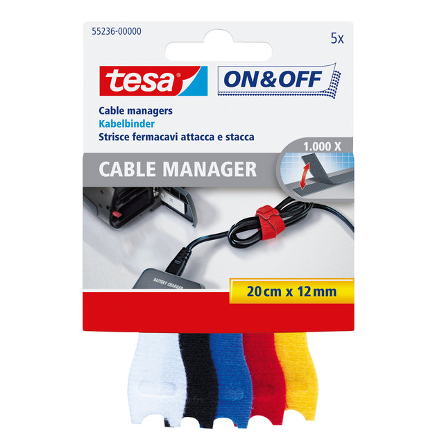 Kabelmanager Tesa ON & Off 55236 12mmx20cm Assorti