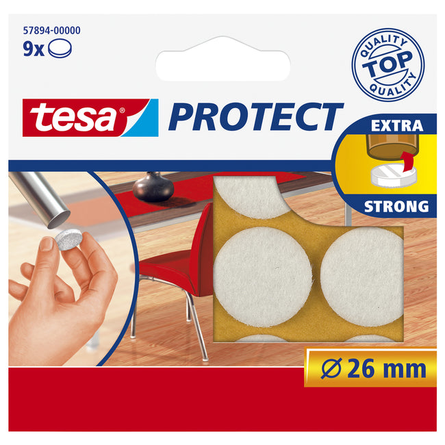 Tesa - Schutzfilz ® Protect Anti-Kratz Ø26mm weiß 12 Stück