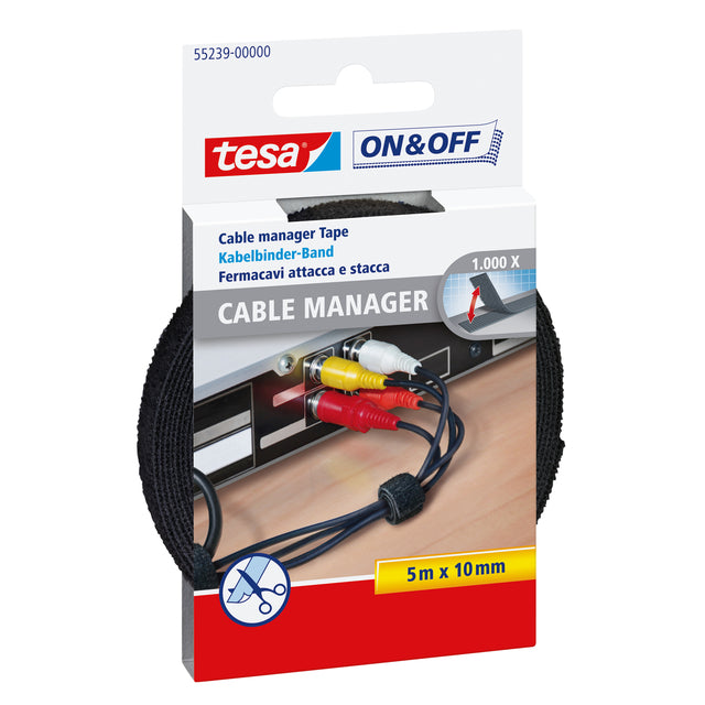 Kabelmanager Tesa ON & Off 55239 10mmx5m schwarz