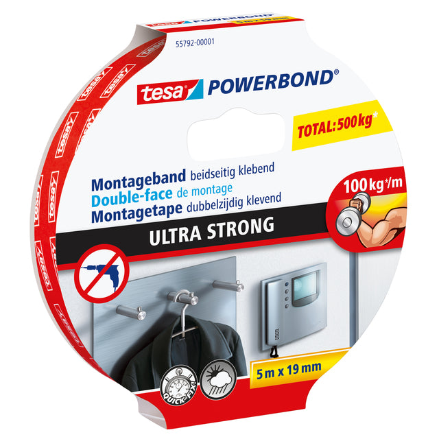 Tesa - Montagee ® Powerbond Ultra stark doppelseitig 5mx19mm weiß | 10 Stück