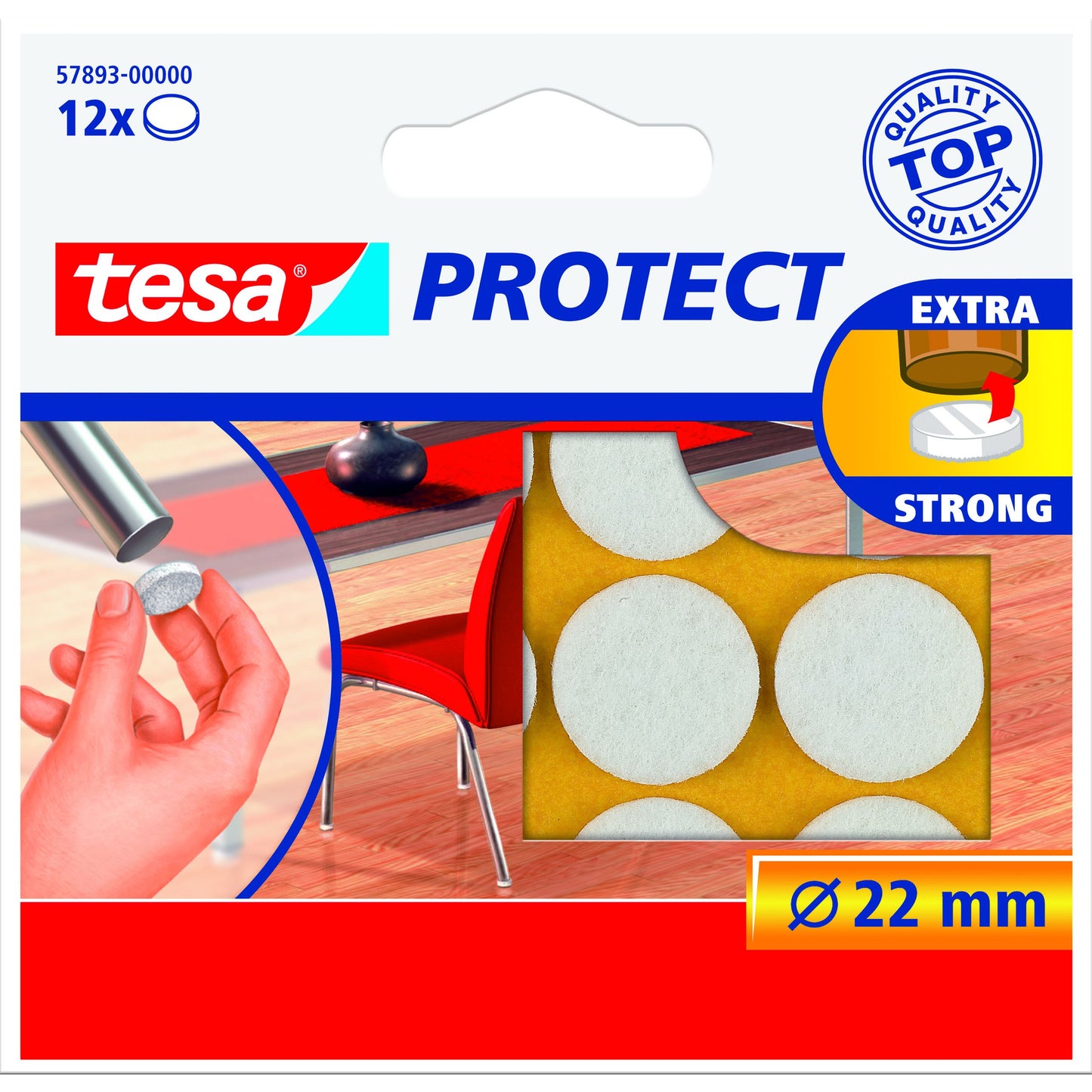Tesa - Schutzfilz ® Protect Anti-Kratz Ø22mm weiß 12 Stück