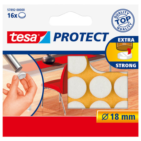 Tesa - Schutzfilz ® Protect Anti-Kratz Ø18mm weiß 16 Stück
