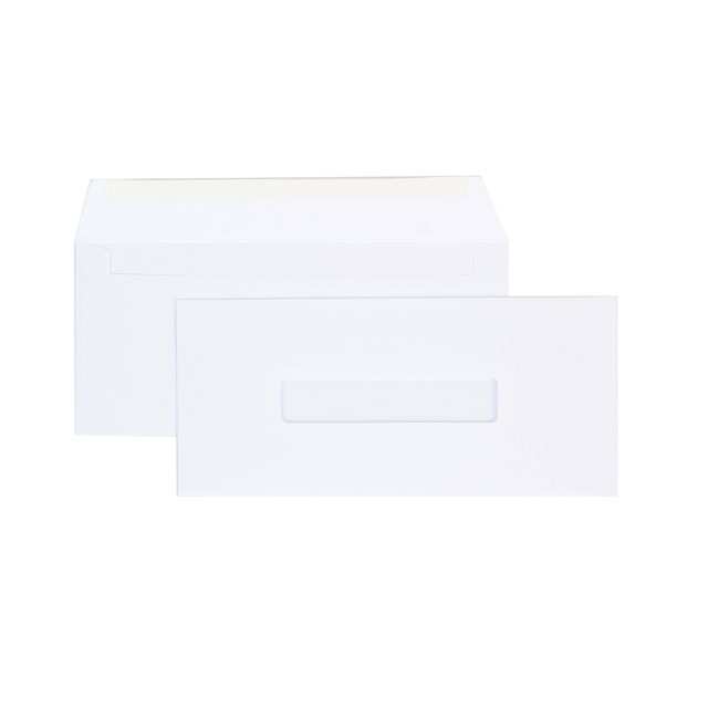 Quantore - Umschlag Büro 109x224-ea6 Gummi 80gr Fenster 2,5x11mm Mitte | 10 Stück