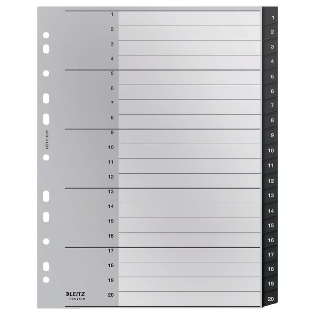 Leitz - Recycle Tab A4 11-Loch 1-20 extra breit PP | 3000 Stück