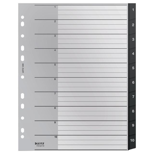 Leitz - Recycle Tab A4 11-Loch 1-10 extra breit PP | 100 Stück