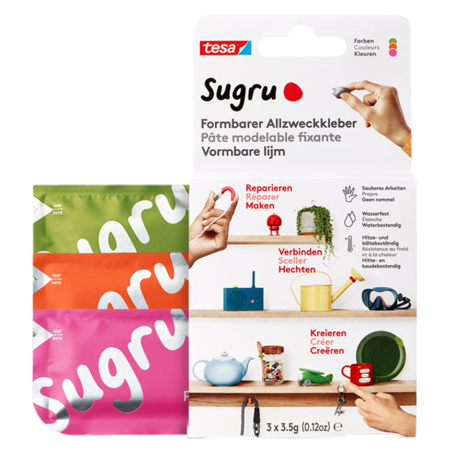 Mallhable Kleber Sugru Tesa 41234 3 Pack Pink Orange Green