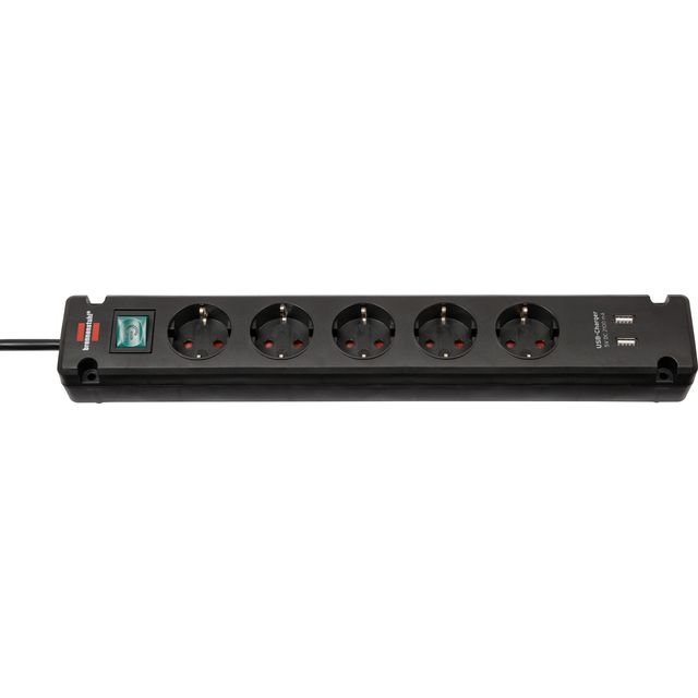 Brennerstuhl - Steckdosenleiste Bremounta 5-fach inklusive 2 USB 3 Meter schwarz