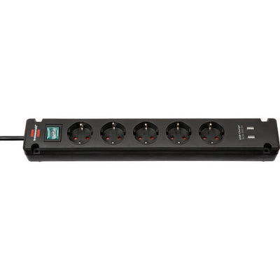 Brennerstuhl - Steckdosenleiste Bremounta 5-fach inklusive 2 USB 3 Meter schwarz