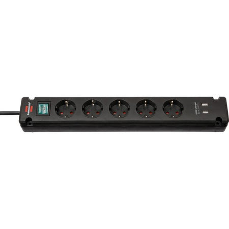 Brennerstuhl - Steckdosenleiste Bremounta 5-fach inklusive 2 USB 3 Meter schwarz