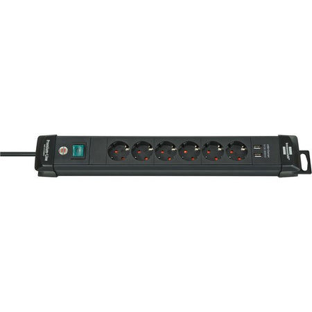 Brennerstuhl - 6-fach Steckdosenleiste inklusive 2 USB 3 Meter schwarz