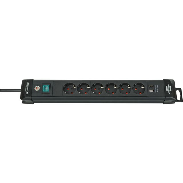 Brennerstuhl - 6-fach Steckdosenleiste inklusive 2 USB 3 Meter schwarz