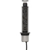 Brennerstuhl - Steckdosenleiste Tower 3-fach inkl. 2 USB 2 Meter schwarz/silber