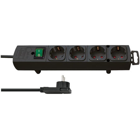 Brennerstuhl - Steckdose Comfort Plus 4-fach inklusive Flachstecker 2 Meter schwarz