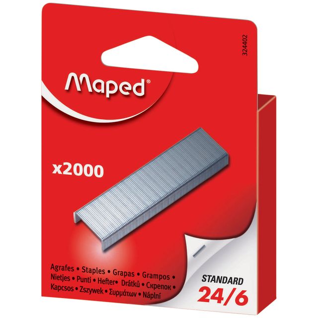 Maped Office – Heftklammern 24/6, Schachtel mit 2.000 Heftklammern