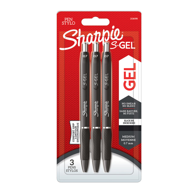 Sharpie - Gelschreiber, dh S-Gel mittelschwarz, Blisterpackung mit 3 Stück
