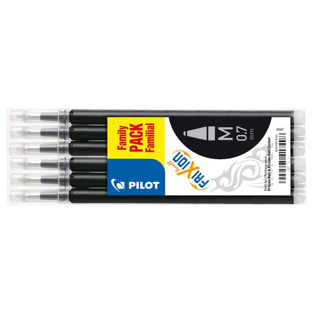 Pilot - Tintenroller-Mine friXion medium schwarz, Set à 6 Stück
