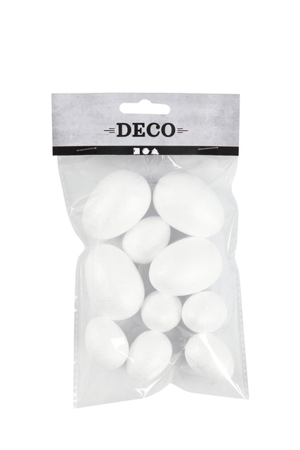 Eier aus Styropor, 6 Stück 25 x 23 mm, 6 Stück 35 x 48 mm | Beutel mit 10 Stück