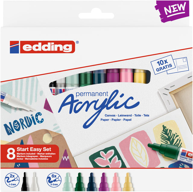 Acrylmarker Edding Starterskit Klein Skandinavian | 12 Stücke
