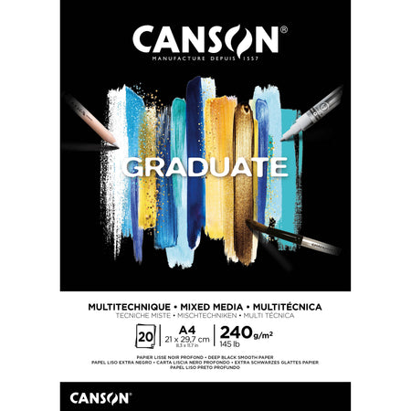 Canson - Mixed-Media-Papier Graduate Mixed Media 20 Blatt 240gr A4 schwarz