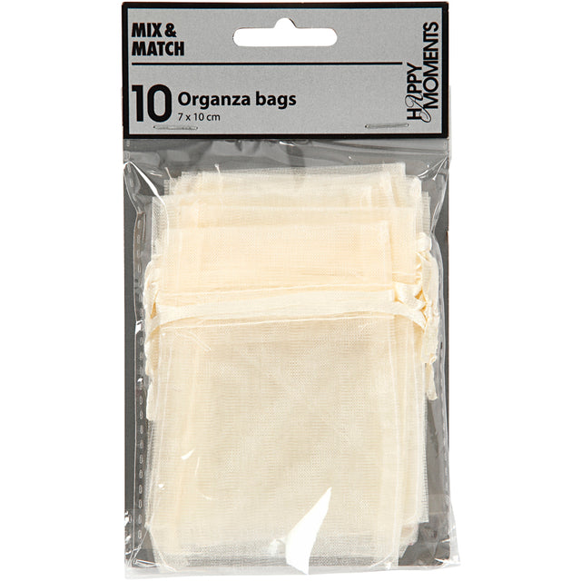 Organza-Taschen Kreotime 7x10 cm off-weiß