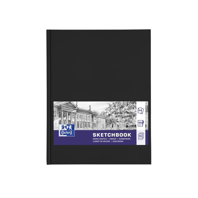 Oxford - Blindbuch A4 96 Blatt 100 Gramm schwarz | 5 Stück