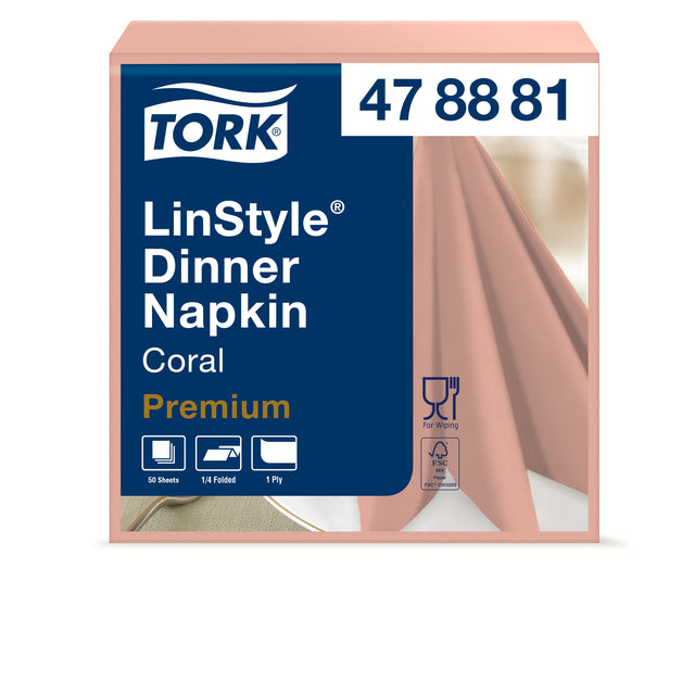 Tork - Abendessenserviette Linstyle 1/4 Falz 1-lagig 390x390mm 50 Blatt ..