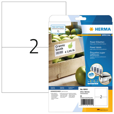 HERMA - Etiketten Power 10910 210x148mm weiß 50 Stück