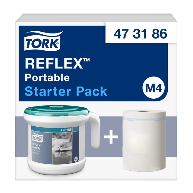 Paket Tork Reflex ™ M4 Tragbarer Spender White/Turquoise 473186 | 120 Stücke