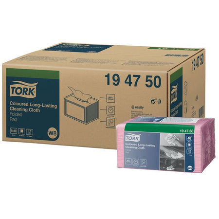 Tork - Reinigungstuch W8 1-lagig 8x40 Blatt rot 194750 | 8 Stück