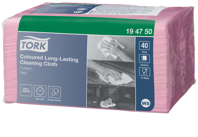 Reinigungstuch Tork langlebig W8 rot 194750 | Packen Sie 40 Stück ein
