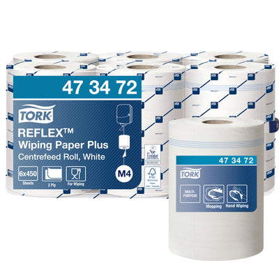 Tork - Reinigungspapier M4 Reflex Plus Advanced 2-lagig 450 Blatt weiß 473472