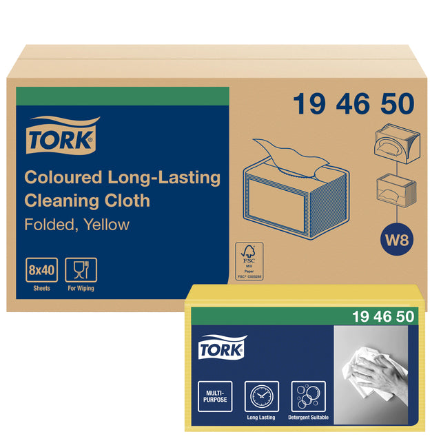 Reinigungstuch Tork langlebig w8 gelb 194650 | Packen Sie 40 Stück ein