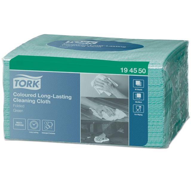 Tork - Reinigungstuch W8 1-lagig 8x40 Blatt grün 194550 | 8 Stück