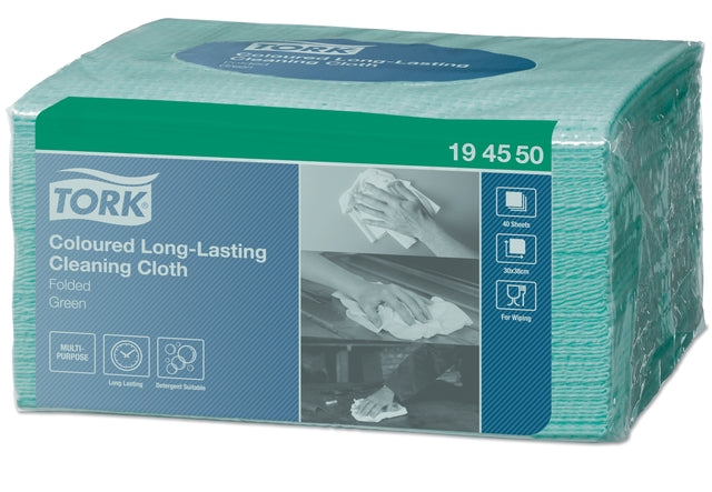 Tork - Reinigungstuch W8 1-lagig 8x40 Blatt grün 194550 | 480 Stück