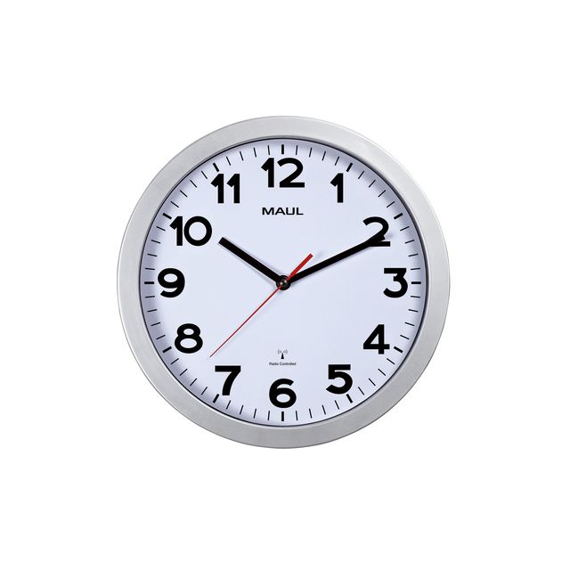 Maul - Wanduhr Step RC Ø30x5cm silberfarbener Kunststoffrahmen inkl. Batterie