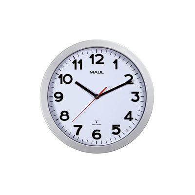 Maul - Wanduhr Step RC Ø30x5cm silberfarbener Kunststoffrahmen inkl. Batterie