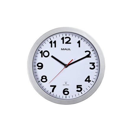 Maul - Wanduhr Step RC Ø30x5cm silberfarbener Kunststoffrahmen inkl. Batterie