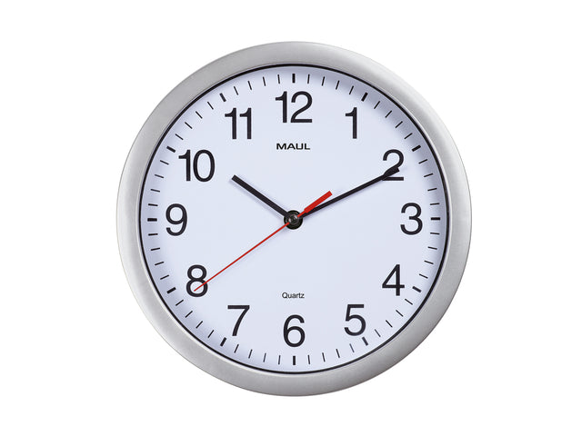 Wanduhr Maul Run Quarz Ø25x5cm Kunststoff Silber/Weiß