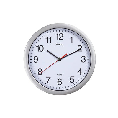 MAUL - Wanduhr Lauf Quarz Ø25x5cm Kunststoff Silber/Weiß inkl. Batterie