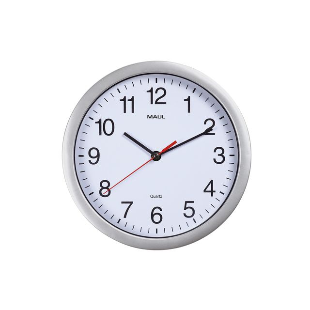 MAUL - Wanduhr Lauf Quarz Ø25x5cm Kunststoff Silber/Weiß inkl. Batterie