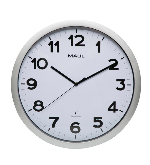 Wanduhr Maul Stufe RC Ø40x5cm Kunststoff Silber/Weiß