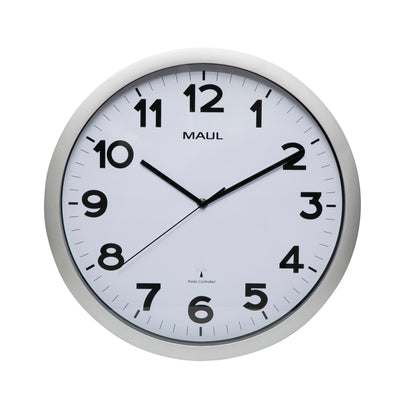 MAUL - Wanduhr Step RC Ø40x5cm silberfarbener Kunststoffrahmen inkl. Batterie