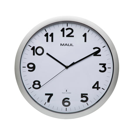 MAUL - Wanduhr Step RC Ø40x5cm silberfarbener Kunststoffrahmen inkl. Batterie