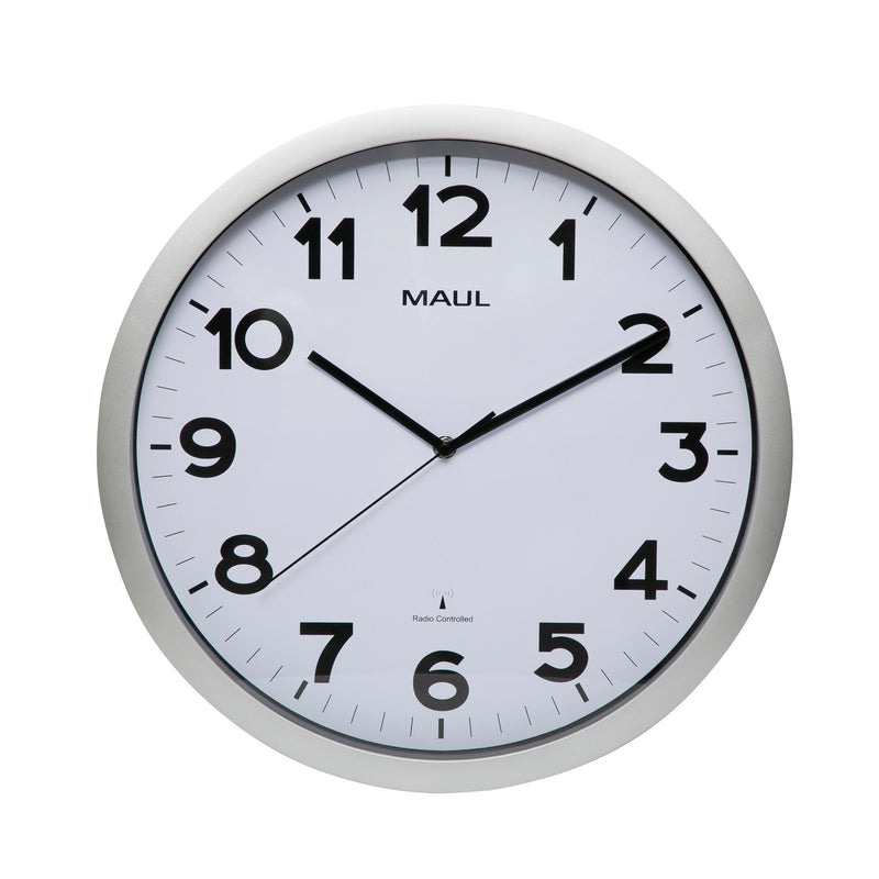 MAUL - Wanduhr Step RC Ø40x5cm silberfarbener Kunststoffrahmen inkl. Batterie